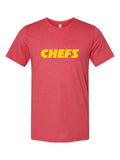 Chefs on a true red t-shirt