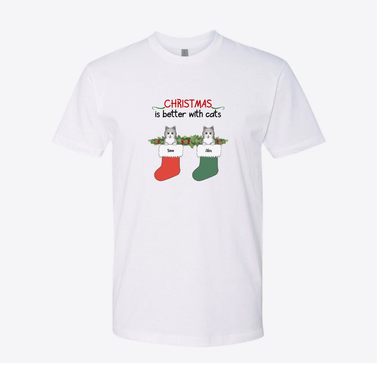 Christmas Stockings Cats Custom Tee