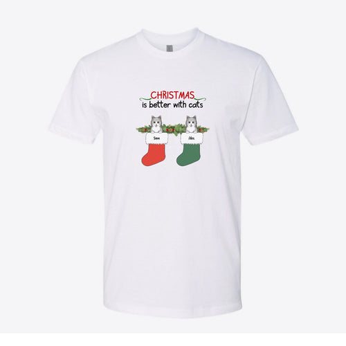 Christmas Stockings Cats Custom Tee