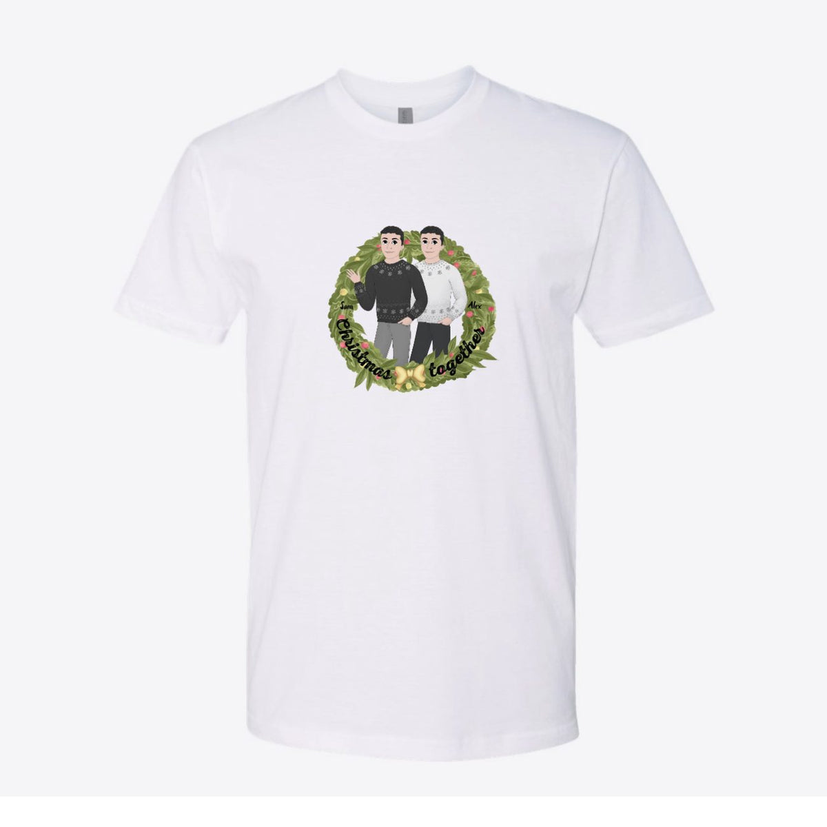 Christmas Together Couple Wreath Custom Tee