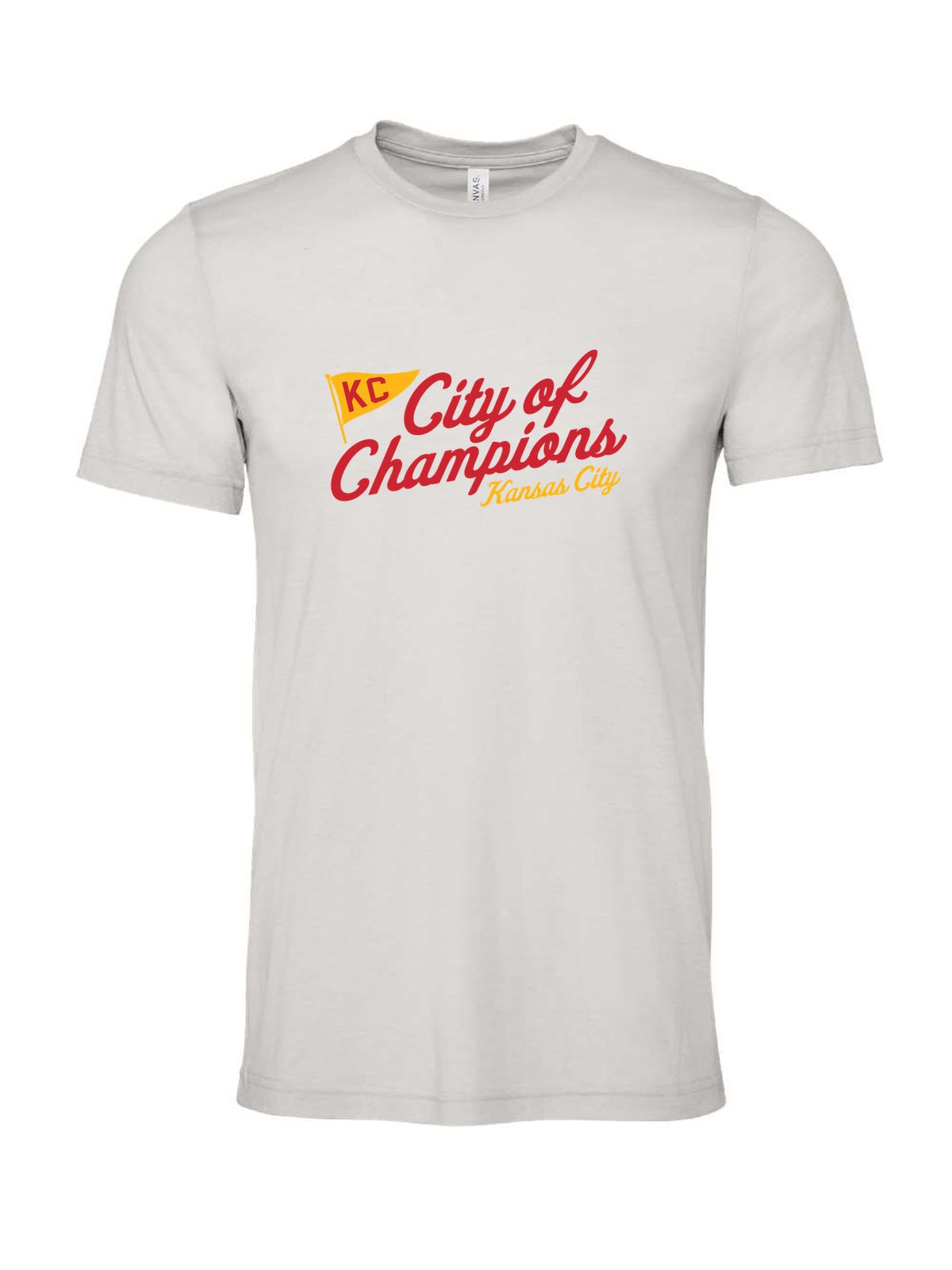 City of Champions on a cement gray t-shirt