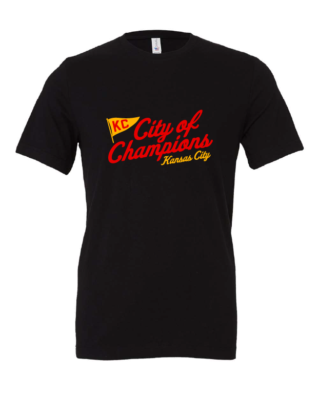 City of Champions design on a black t-shirt