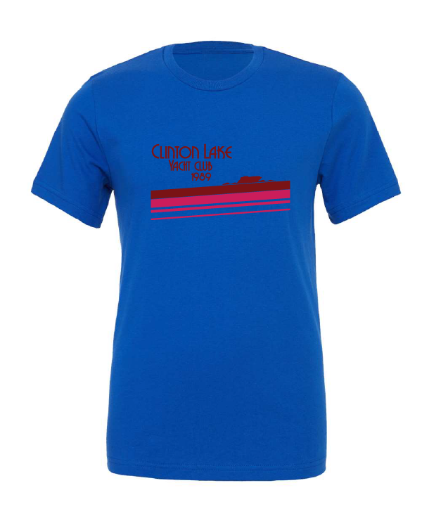 Clinton Lake Yacht Club design on a blue t-shirt