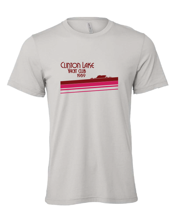 Clinton Lake Yacht Club design on a gray t-shirt