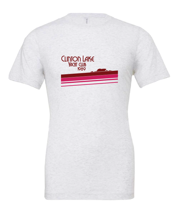 Clinton Lake Yacht Club design on a white t-shirt