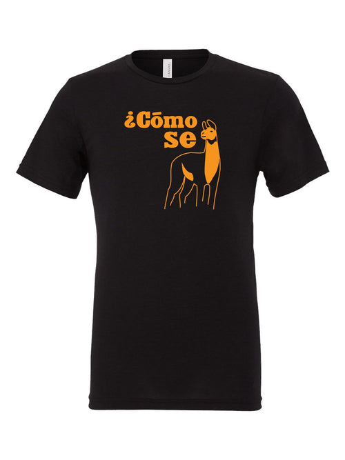 Como Se Llama on a black t-shirt