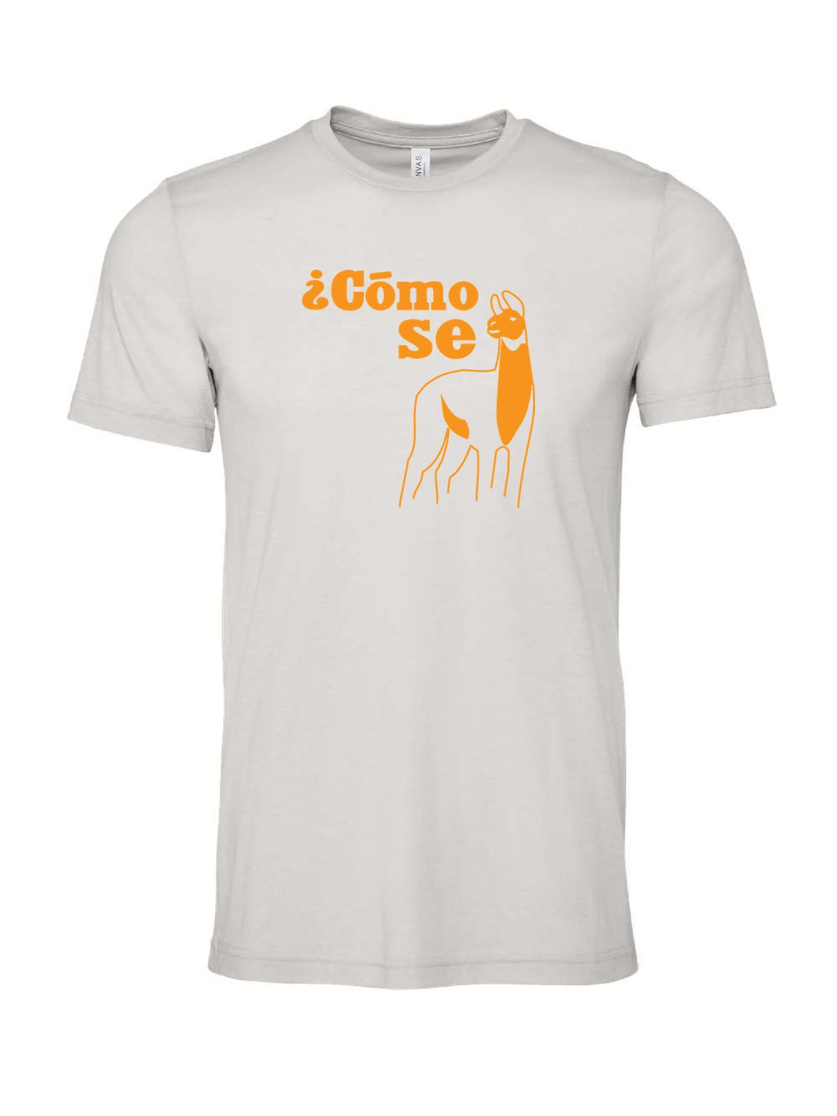 Como Se Llama on a cement gray t-shirt