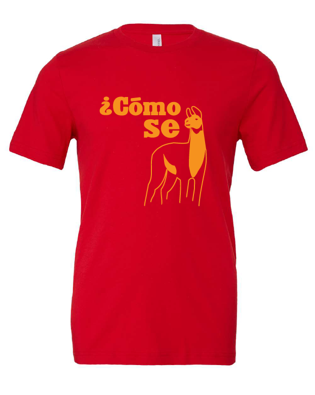 Como Se Llama design on a red t-shirt