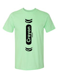 Crayon Costume design on a mint green t-shirt