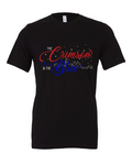 The Crimson and the Blue design on a black t-shirt