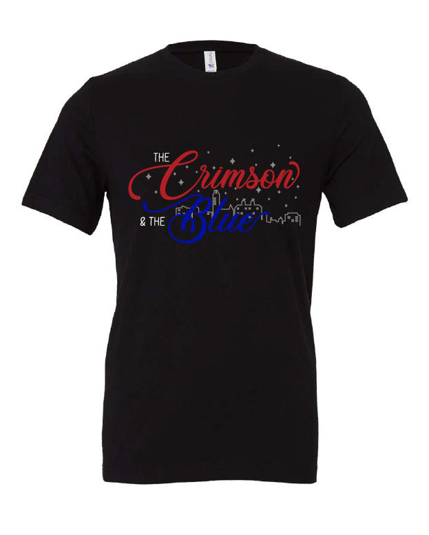 The Crimson and the Blue design on a black t-shirt