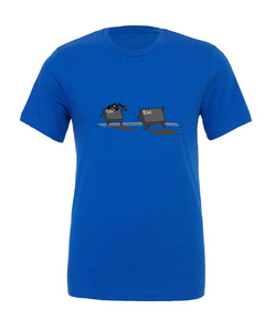 keyboard police chase escape funny pun blue tshirt t-shirt 