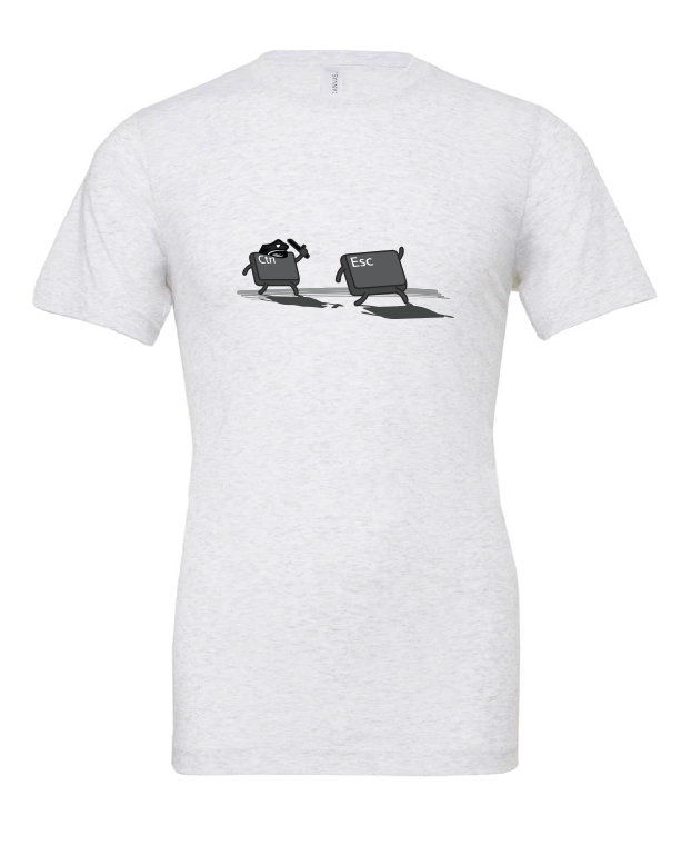 CTRL ESC design on a white t-shirt