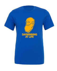 charles darwin winning life funny pun blue tshirt blue t-shirt