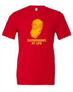 charles darwin winning life funny pun red tshirt red t-shirt