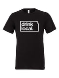 Drink Local on a black t-shirt