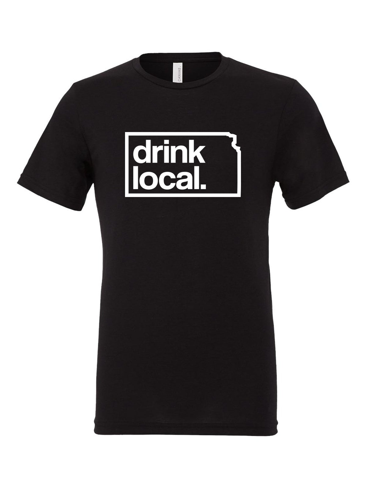 Drink Local on a black t-shirt