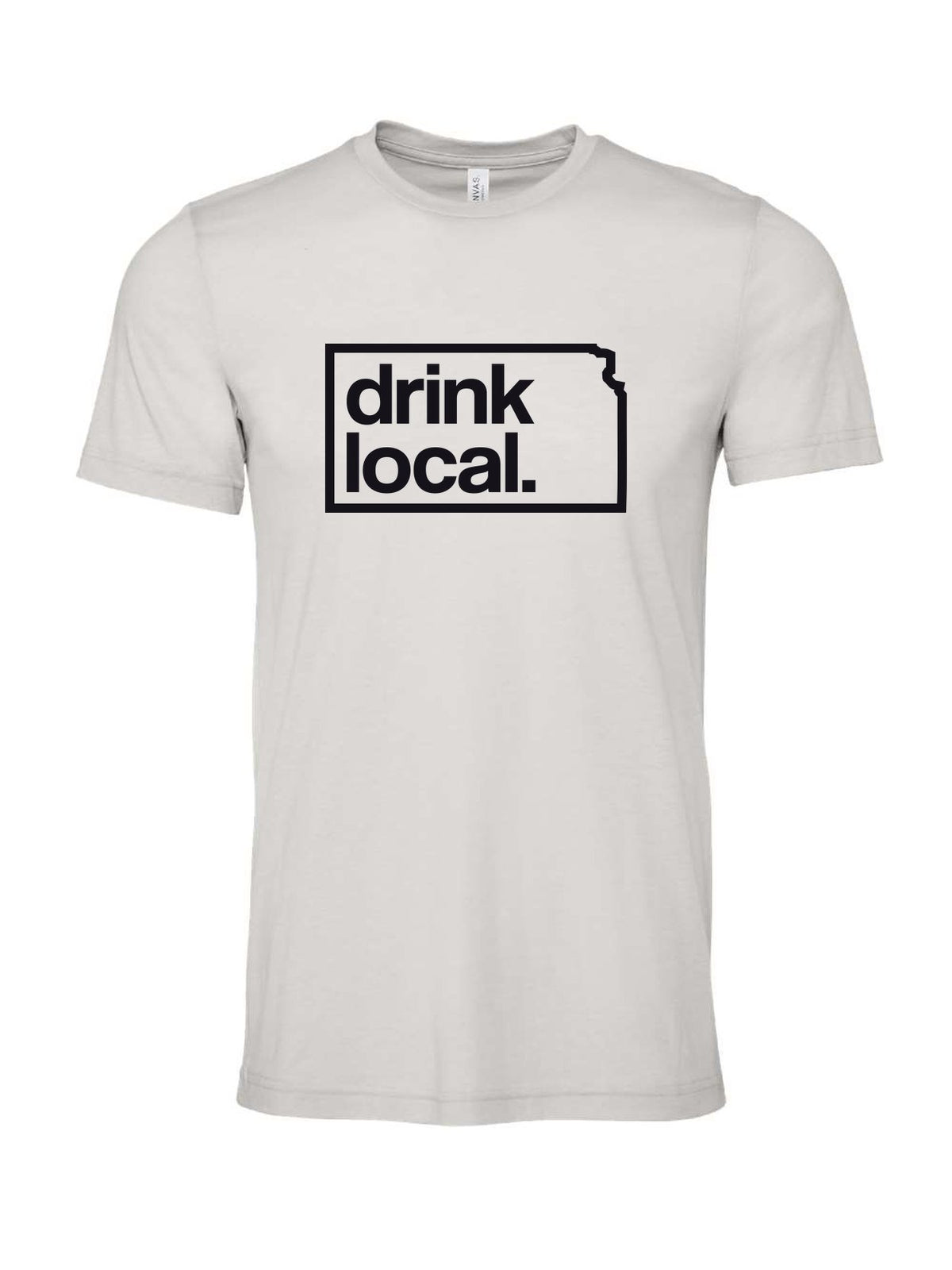 Drink Local on a cement gray t-shirt