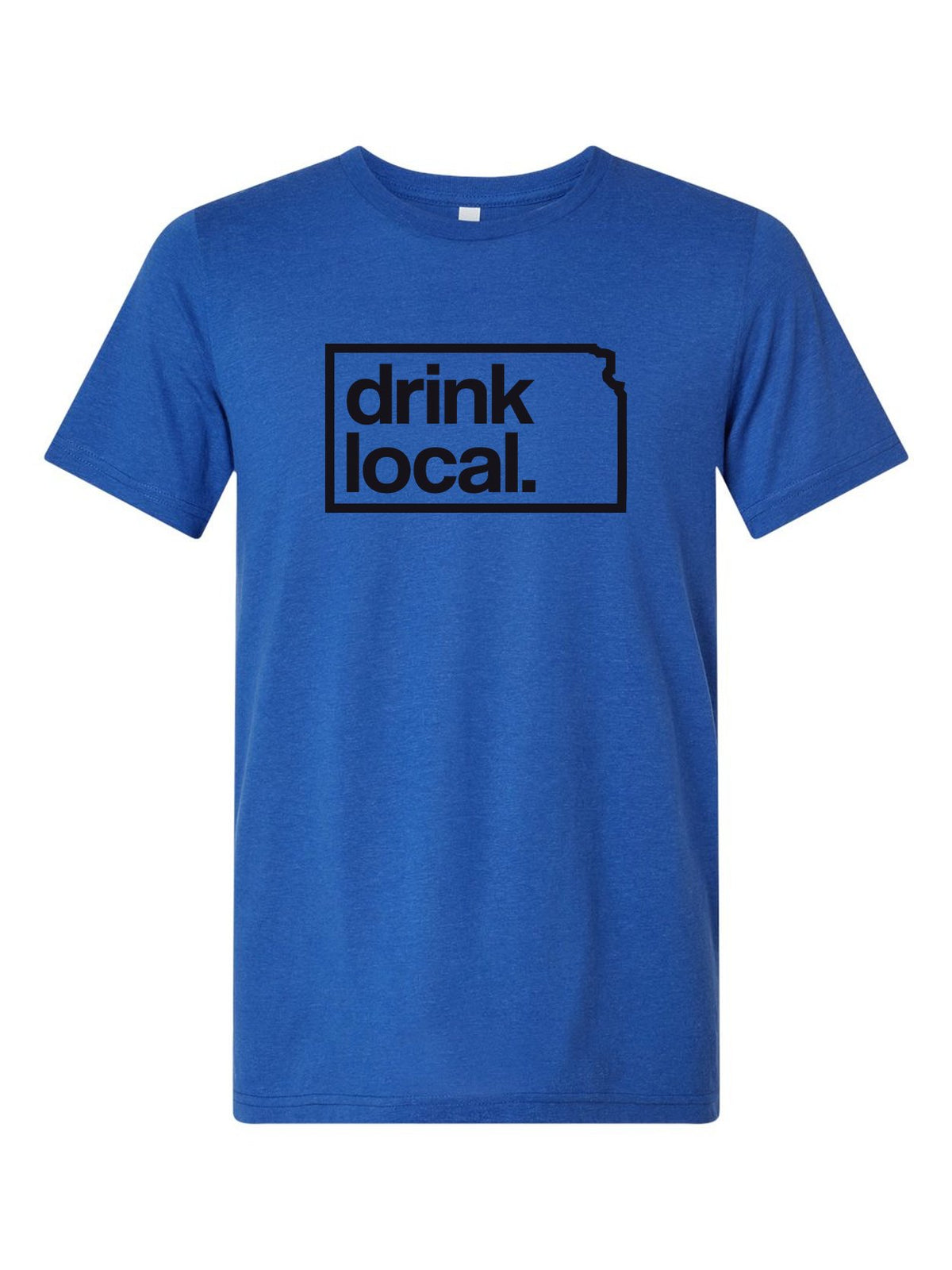 Drink Local on a royal blue t-shirt