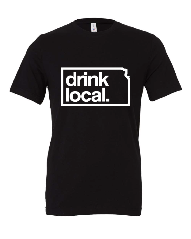 Drink Local design on a black t-shirt