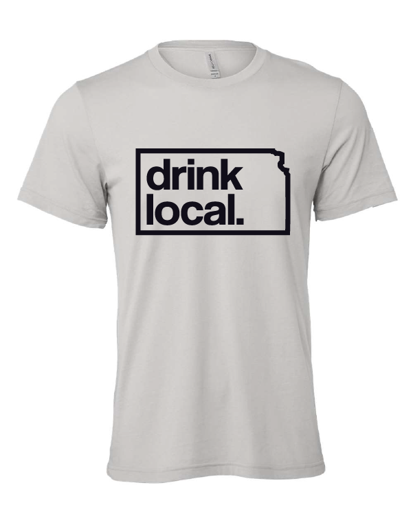 Drink Local design on a gray t-shirt