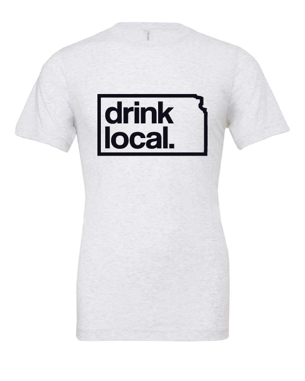 Drink Local design on a white t-shirt