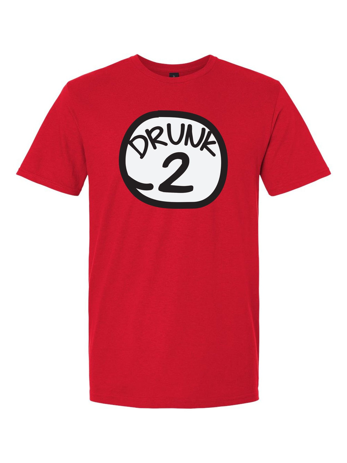 Drunk 2 costume design on a red t-shirt
