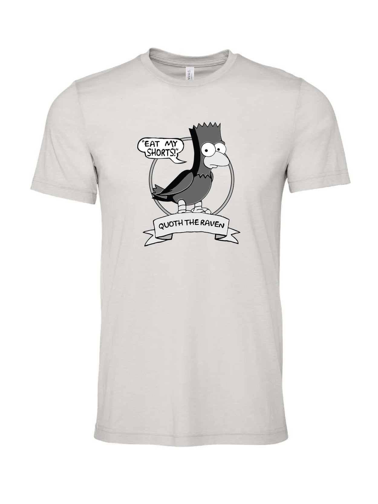 Eat My Shorts! on a cement gray t-shirt
