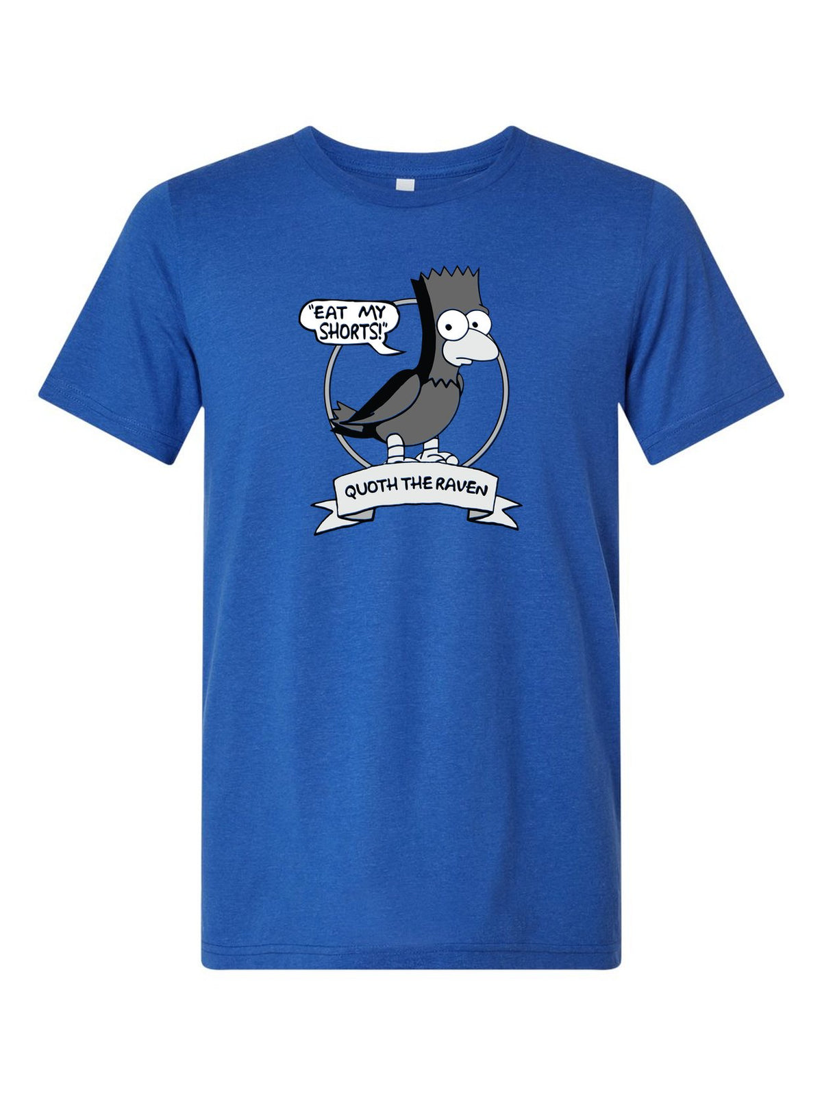 Eat My Shorts! on a royal blue t-shirt