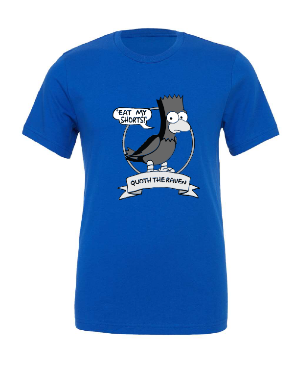 Eat My Shorts! design on a blue t-shirt