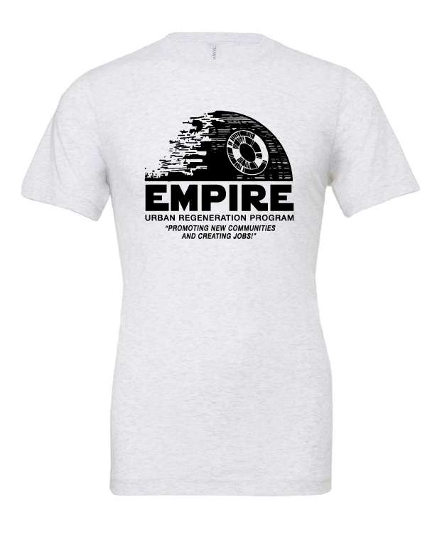 EMPIRE Urban Regeneration Program design on a white t-shirt