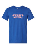Everyone Loves a Kansas Girl on a royal blue t-shirt