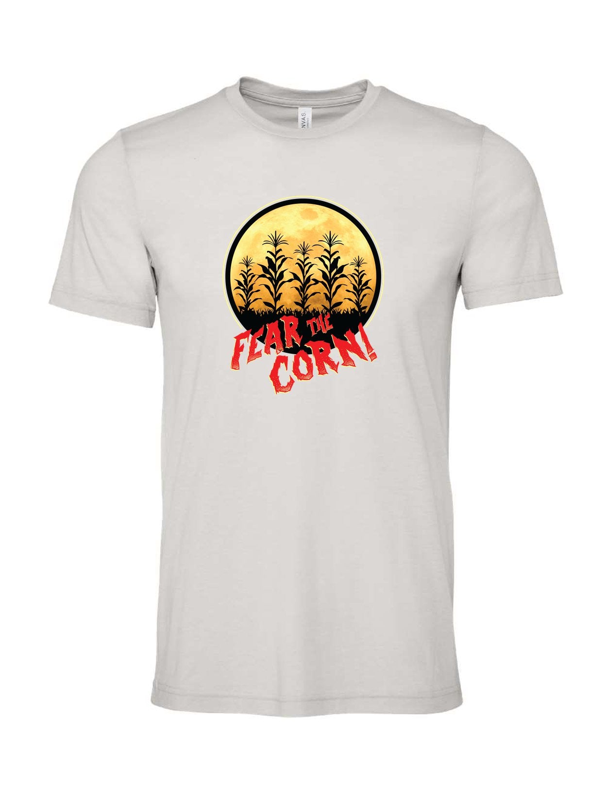 Fear the Corn on a cement gray t-shirt