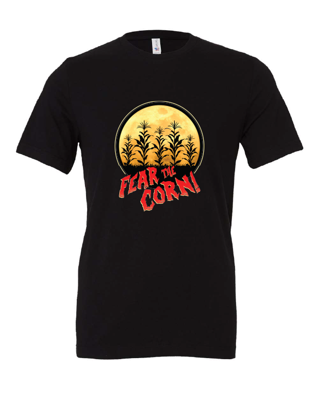 Fear the Corn design on a black t-shirt