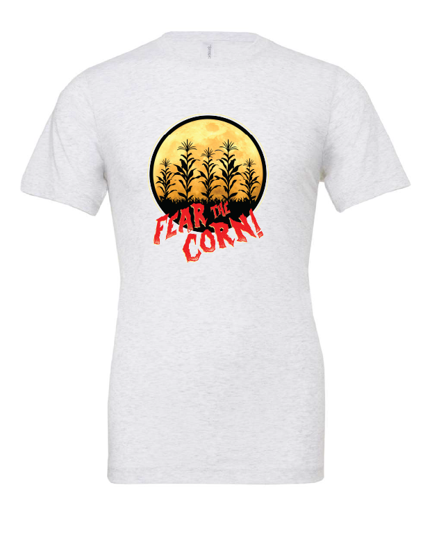 Fear the Corn design on a white t-shirt