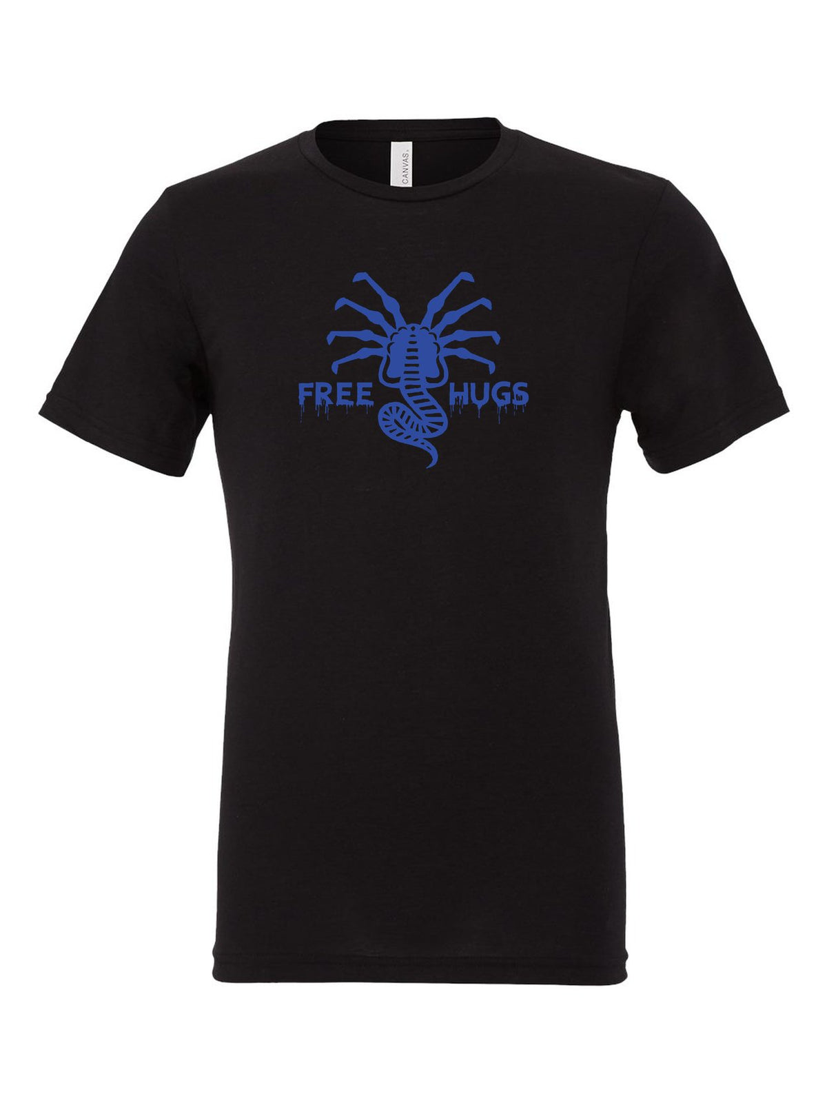 Free Hugs on a black t-shirt