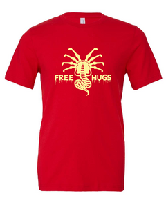 hugs face hugger alien movie funny red tshirt t-shirt 