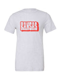 Funky Kansas on a white t-shirt