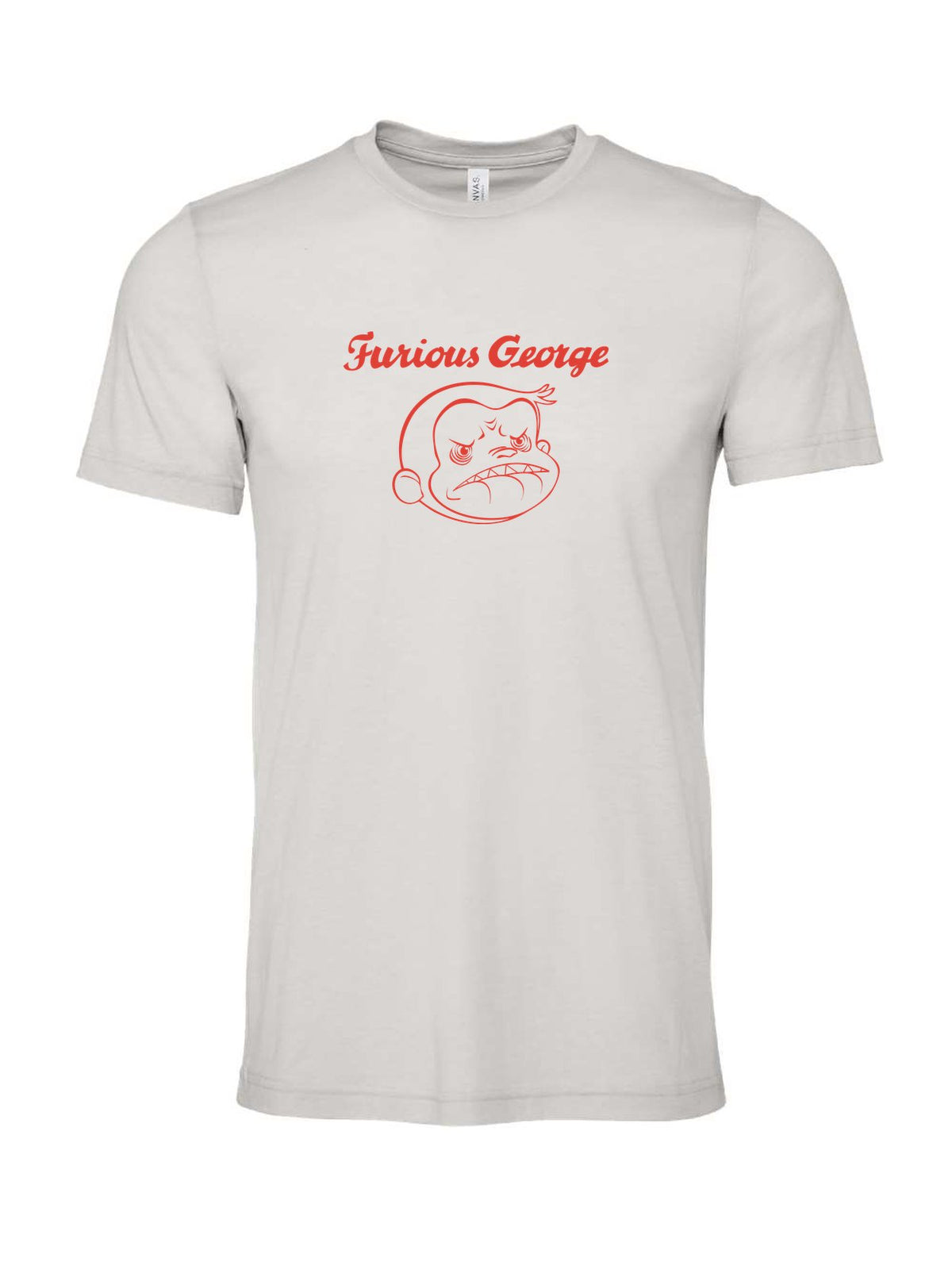Furious George on a cement gray t-shirt