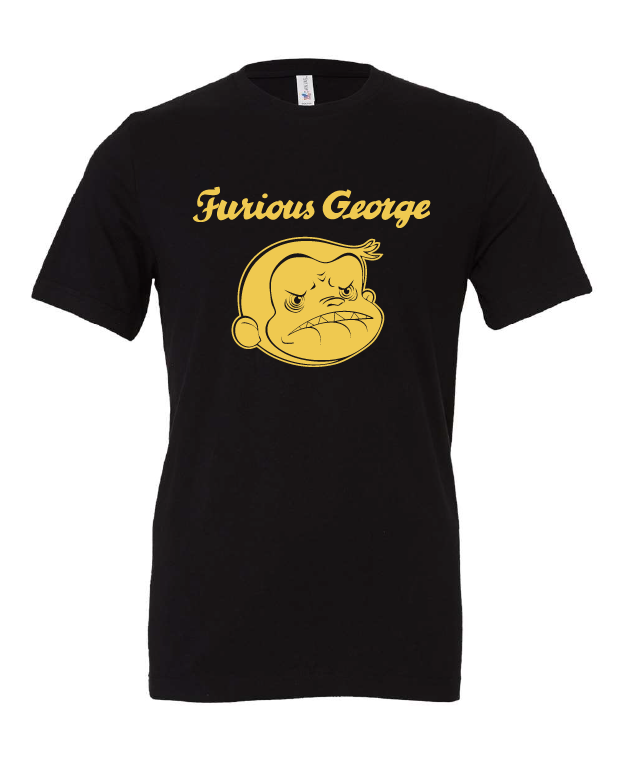 Furious George design on a black t-shirt