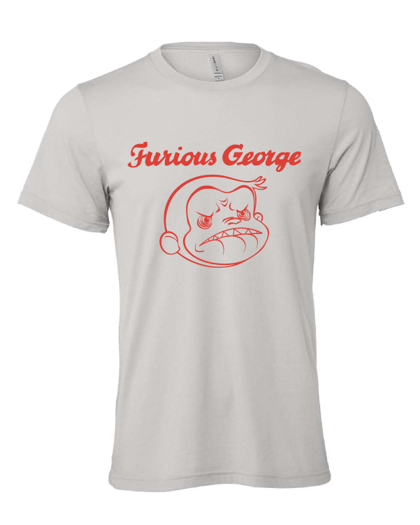 curious george monkey mad furious cihldrens book funny gray tshirt t-shirt 