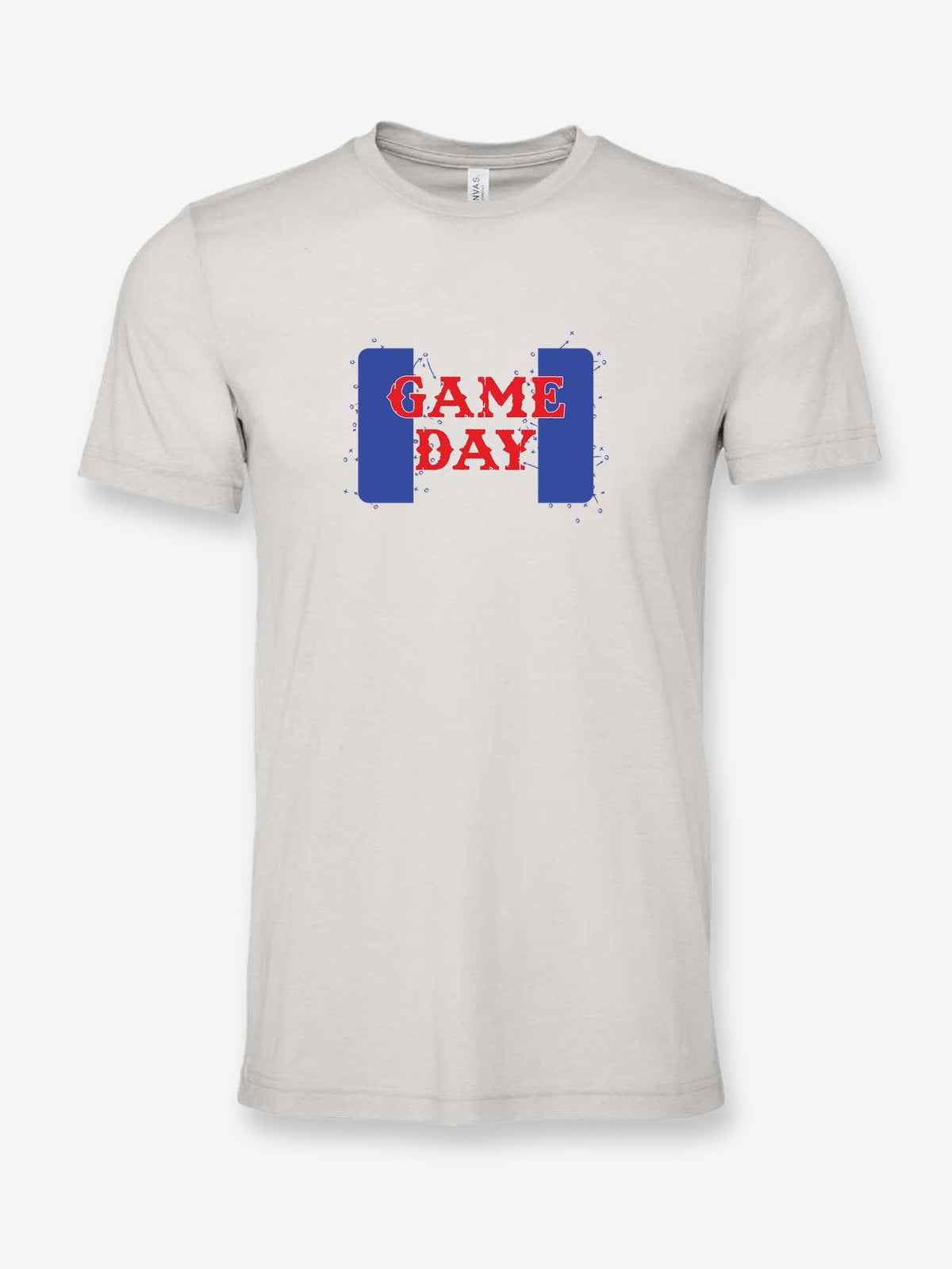 Game Day on a cement gray t-shirt