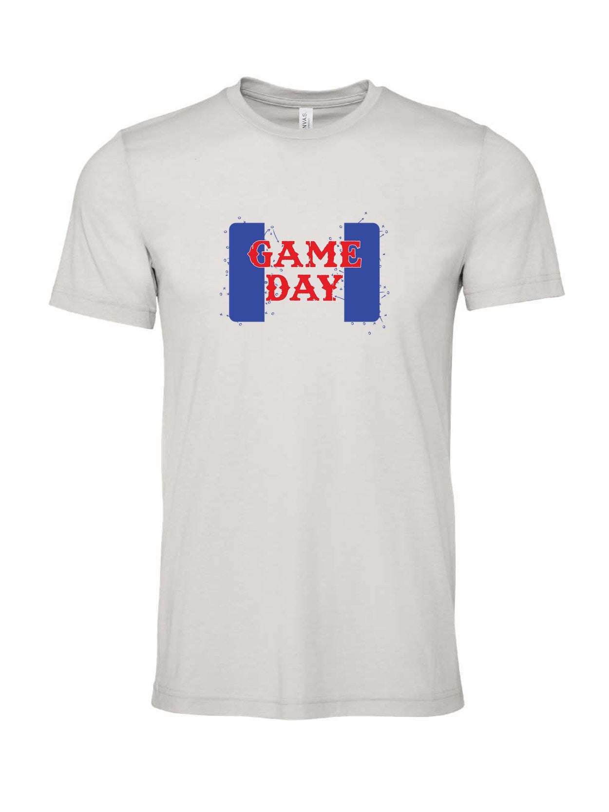 Game Day on a cement gray t-shirt