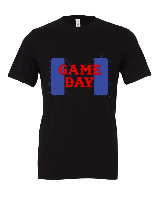 Game Day design on a black t-shirt