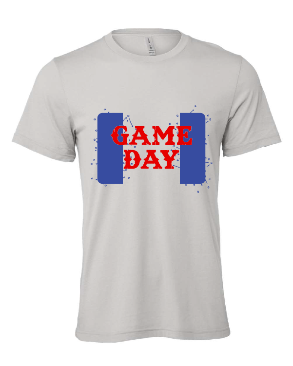 Game Day design on a gray t-shirt