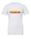 Game Day Red and Yellow design on a white t-shirt