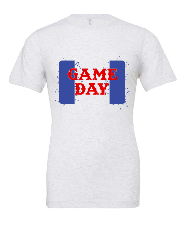 Game Day design on a white t-shirt