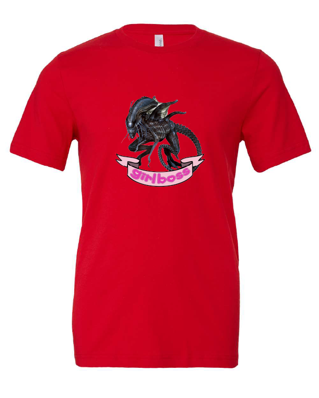 girl boss alien xenomorph movie red tshirt t-shirt