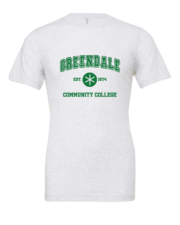 Greendale Community College design on a white t-shirt