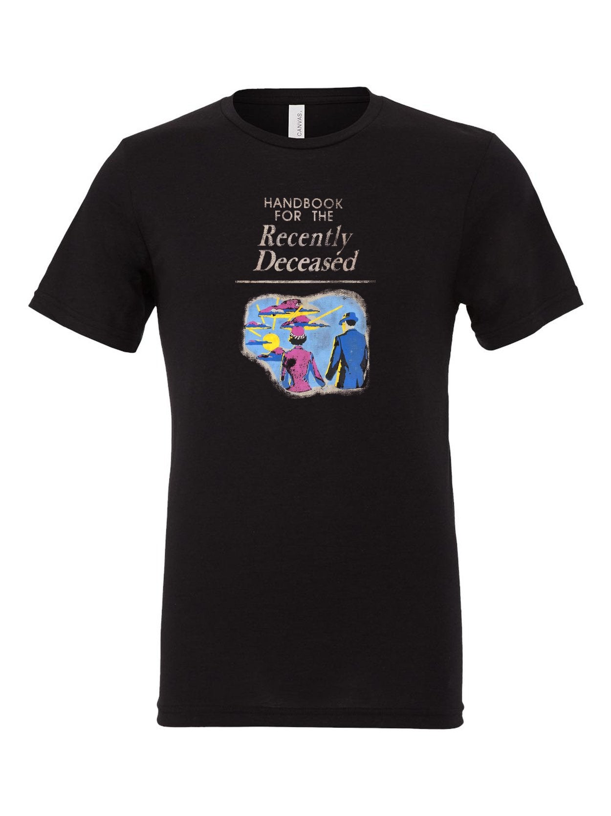 Handbook for the Recently Deceased on a black t-shirt